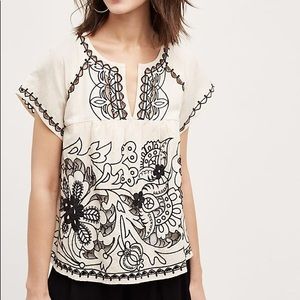 Vanessa Virgina Anthropologie Embroidered Top